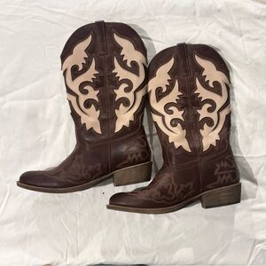 Brown Two-Tone Western Cowboy Boots